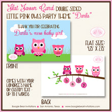 Load image into Gallery viewer, Pink Owl Baby Shower Party Favor Card Tent Place Sign Appetizer Girl Boogie Bear Invitations Darla Theme Printed