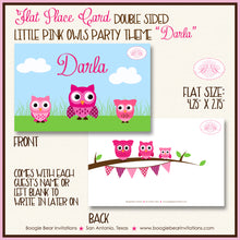 Load image into Gallery viewer, Pink Owl Baby Shower Party Favor Card Tent Place Sign Appetizer Girl Boogie Bear Invitations Darla Theme Printed