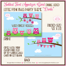 Load image into Gallery viewer, Pink Owl Baby Shower Party Favor Card Tent Place Sign Appetizer Girl Boogie Bear Invitations Darla Theme Printed