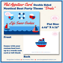 Load image into Gallery viewer, Nautical Sailor Birthday Party Favor Card Appetizer Food Place Sign Label Boat Sail Ship Boogie Bear Invitations Drake Theme