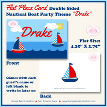 Load image into Gallery viewer, Nautical Sailor Birthday Party Favor Card Appetizer Food Place Sign Label Boat Sail Ship Boogie Bear Invitations Drake Theme