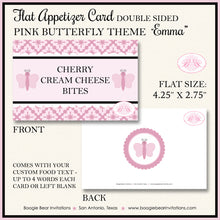 Load image into Gallery viewer, Pink Butterfly Garden Party Favor Card Tent Place Food Tag Girl Boogie Bear Invitations Emma Theme