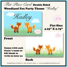 Load image into Gallery viewer, Woodland Fox Birthday Party Favor Card Place Food Tag Tent Appetizer Forest Creatures Garden Boogie Bear Invitations Hadley Theme