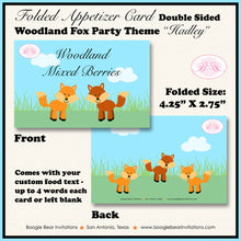 Load image into Gallery viewer, Woodland Fox Birthday Party Favor Card Place Food Tag Tent Appetizer Forest Creatures Garden Boogie Bear Invitations Hadley Theme