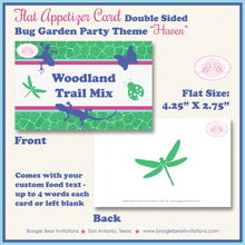 Load image into Gallery viewer, Bug Garden Birthday Party Favor Card Tent Place Food Label Appetizer Flat Butterfly Frog Lizard Jungle Zoo Boogie Bear Invitations Haven Theme