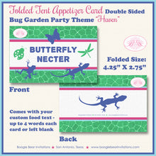 Load image into Gallery viewer, Bug Garden Birthday Party Favor Card Tent Place Food Label Appetizer Flat Butterfly Frog Lizard Jungle Zoo Boogie Bear Invitations Haven Theme