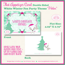 Load image into Gallery viewer, Woodland Winter Fox Party Favor Card Tent Place Food Baby Shower Pink White Boogie Bear Invitations Helen Theme