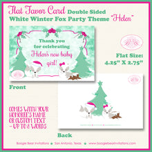 Load image into Gallery viewer, Woodland Winter Fox Party Favor Card Tent Place Food Baby Shower Pink White Boogie Bear Invitations Helen Theme