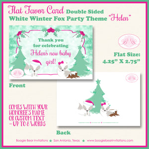 Woodland Winter Fox Party Favor Card Tent Place Food Baby Shower Pink White Boogie Bear Invitations Helen Theme