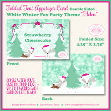 Load image into Gallery viewer, Woodland Winter Fox Party Favor Card Tent Place Food Baby Shower Pink White Boogie Bear Invitations Helen Theme