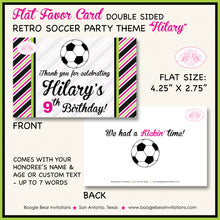 Load image into Gallery viewer, Pink Soccer Birthday Party Favor Card Appetizer Food Place Sign Label Girl Green Boogie Bear Invitations Hilary Theme