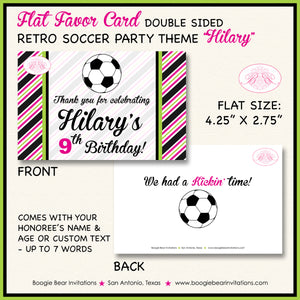 Pink Soccer Birthday Party Favor Card Appetizer Food Place Sign Label Girl Green Boogie Bear Invitations Hilary Theme
