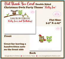 Load image into Gallery viewer, Christmas Owls Party Thank You Card Birthday Note Boogie Bear Invitations Holly Sue Theme Printed