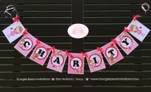 Load image into Gallery viewer, Valentine Girl Birthday Party Banner Name Fairy Heart Red Pink Boogie Bear Invitations Charity Theme