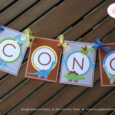 Blue Dinosaur Baby Shower Party Banner Boogie Bear Invitations Melissa Theme