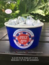 Load image into Gallery viewer, 4th of July Party Treat Cups Candy Food Buffet Paper Appetizer Food Red White Blue Stars Stripes Flag Boogie Bear Invitations Hamilton Theme
