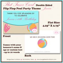 Load image into Gallery viewer, Flip Flop Pool Birthday Favor Party Card Tent Place Food Girl Swimming Boogie Bear Invitations Jenna Theme