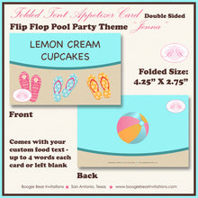 Load image into Gallery viewer, Flip Flop Pool Birthday Favor Party Card Tent Place Food Girl Swimming Boogie Bear Invitations Jenna Theme