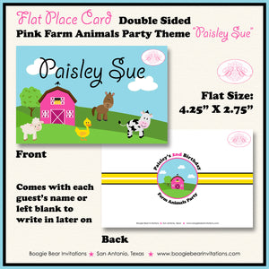 Pink Farm Animals Birthday Favor Party Card Tent Appetizer Place Barn Girl Boogie Bear Invitations Paisley Sue Theme