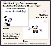 Load image into Gallery viewer, Panda Bear Birthday Party Thank You Card Girl Lavender Purple Boogie Bear Invitations Ronna Theme