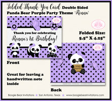 Load image into Gallery viewer, Panda Bear Birthday Party Thank You Card Girl Lavender Purple Boogie Bear Invitations Ronna Theme