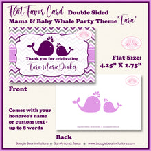 Load image into Gallery viewer, Purple Whale Baby Shower Party Favor Party Card Tent Food Place Folded Appetizer Boogie Bear Invitations Tara Theme