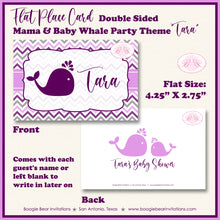 Load image into Gallery viewer, Purple Whale Baby Shower Party Favor Party Card Tent Food Place Folded Appetizer Boogie Bear Invitations Tara Theme