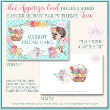 Load image into Gallery viewer, Easter Bunny Birthday Favor Party Card Tent Place Appetizer Food Pink Girl Boogie Bear Invitations Tessa Theme Printed