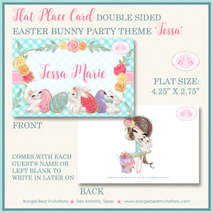 Easter Bunny Birthday Favor Party Card Tent Place Appetizer Food Pink Girl Boogie Bear Invitations Tessa Theme Printed