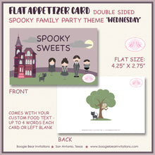 Load image into Gallery viewer, Halloween Birthday Party Favor Card Tent Place Sign Appetizer Spooky Family Boogie Bear Invitations Wednesday Theme Printed