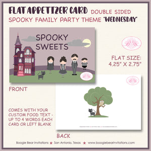 Halloween Birthday Party Favor Card Tent Place Sign Appetizer Spooky Family Boogie Bear Invitations Wednesday Theme Printed
