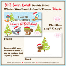 Load image into Gallery viewer, Winter Woodland Birthday Party Favor Card Appetizer Food Place Sign Label Christmas Animals Boogie Bear Invitations Winnie Theme