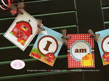Load image into Gallery viewer, Fall Farm Pumpkin Highchair I am 1 Banner Birthday Party Girl Boy Harvest Country Orange Red Barn 1st Boogie Bear Invitations Donovan Theme