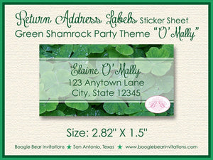 St. Patrick's Day Party Invitation Green Shamrock Clover Lucky Irish 1st Boogie Bear Invitations O'Mally Theme Paperless Printable Printed