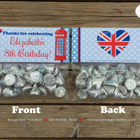 London England Birthday Party Treat Bag Toppers Folded Favor Girl 1st 2nd 3rd 4th 5th 6th 7th 8th Boogie Bear Invitations Elizabeth Theme