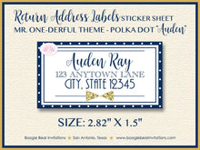 Load image into Gallery viewer, Mr. Wonderful Birthday Party Invitation Bow Tie Little Man Blue Gold ONE 1st Boogie Bear Invitations Auden Theme Paperless Printable Printed