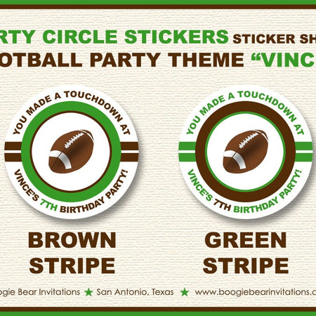 Football Birthday Party Stickers Circle Sheet Round Boy Girl Sports Game Foot Ball Boy Girl Boogie Bear Invitations Vince Theme