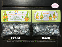 Load image into Gallery viewer, St. Patrick&#39;s Day Gnomes Party Treat Bag Toppers Folded Favor Birthday Green Shamrock Clover Boy Girl Boogie Bear Invitations Tristan Theme