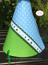 Load image into Gallery viewer, Blue Lucky Charm Birthday Party Hat Little Green Shamrock St. Patrick&#39;s Day Boy 4 Leaf Clover Ribbon Polka Dot Invitations Desmond Theme