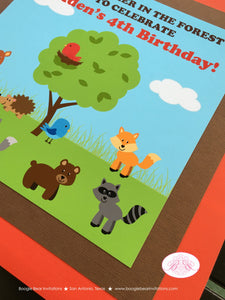 Woodland Animals Birthday Party Door Banner Deer Bird Green Tree Wild Boy Girl Outdoor Garden Park Kids Boogie Bear Invitations Holden Theme