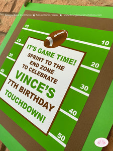 Football Birthday Party Door Banner Sports Touchdown Game Time Quarterback Green Brown Pro Team Field Boogie Bear Invitations Vince Theme