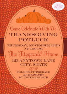 Autumn Harvest Pumpkin Party Invitation Dinner Thanksgiving Fall Orange Boogie Bear Invitations Fitzgerald Theme Paperless Printable Printed