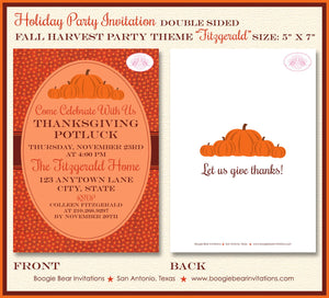 Autumn Harvest Pumpkin Party Invitation Dinner Thanksgiving Fall Orange Boogie Bear Invitations Fitzgerald Theme Paperless Printable Printed