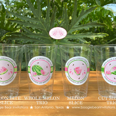 Pink Watermelon Party Beverage Cups Plastic Drink Birthday Girl One In Melon Two Sweet Summer Green Boogie Bear Invitations Darlene Theme