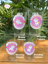 Load image into Gallery viewer, Rainbow Unicorn Party Beverage Cups Plastic Drink Birthday Girl Pink Yellow Blue Purple Magic Horse Boogie Bear Invitations Aurelia Theme