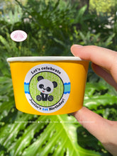 Load image into Gallery viewer, Panda Bear Birthday Party Treat Cups Food Buffet Paper Birthday Boy Blue Black Yellow Green Zoo Jungle Boogie Bear Invitations Justin Theme