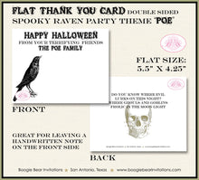 Load image into Gallery viewer, Spooky Raven Party Thank You Card Note Halloween Haunted House Rustic Skull Black Bird Crow Boogie Bear Invitations Poe Theme Printed