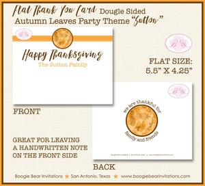 Autumn Leaves Thank You Cards Flat Folded Note Thanksgiving Dinner Formal Fall Brown Orange 1st Boogie Bear Invitations Sutton Theme Printed
