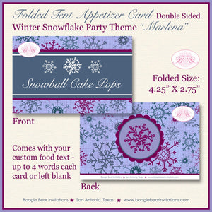 Winter Snowflake Birthday Party Package Girl Christmas Pink Teal Blue Purple Snow Snowing Holiday Boogie Bear Invitations Marlena Theme