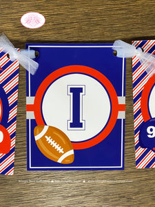 Football Happy Birthday Party Banner Red Blue Touchdown Game Sports Tackle Ball Pro Team Boy Girl Helmet Boogie Bear Invitations Odell Theme